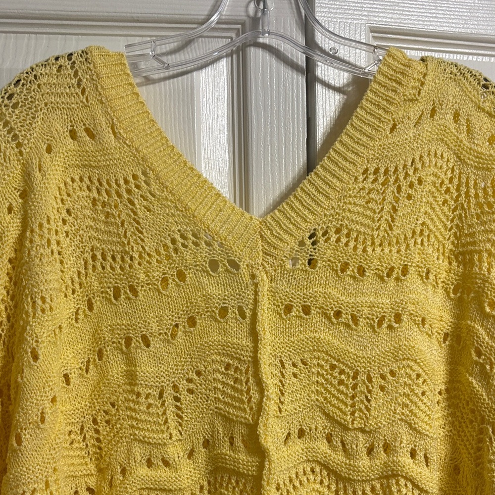 POL Yellow Open-Weave V-Neck Sweater BRAND NEW - Picture 12 of 15
